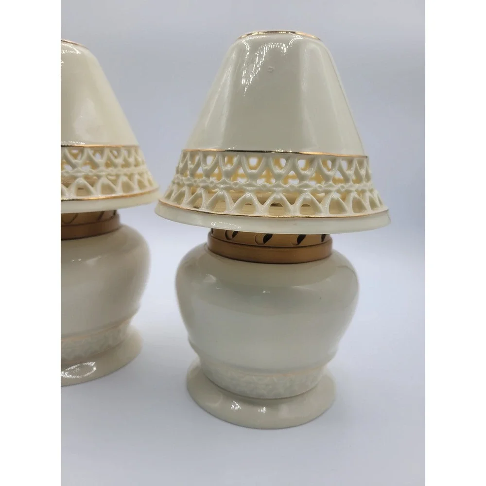Lamp Lighr Aroma Glow Oil Lamp  Cream Ceramic Mini Lamp Votive  Set 2